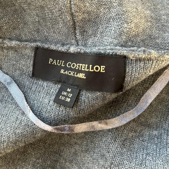 Paul Costelloe Black Label Belted Wrap Knit Long Blazer Grey Colorblock – US M - Picture 12 of 12